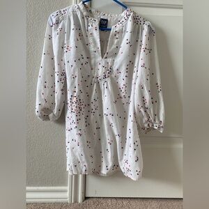 GAP Maternity White Blouse with Multicolor Floral Pattern